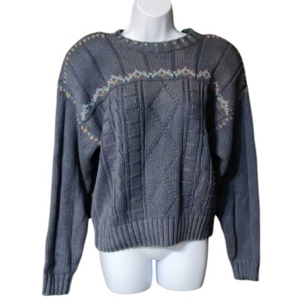 Liz Claiborne Vintage Gray Cable Knit Sweater